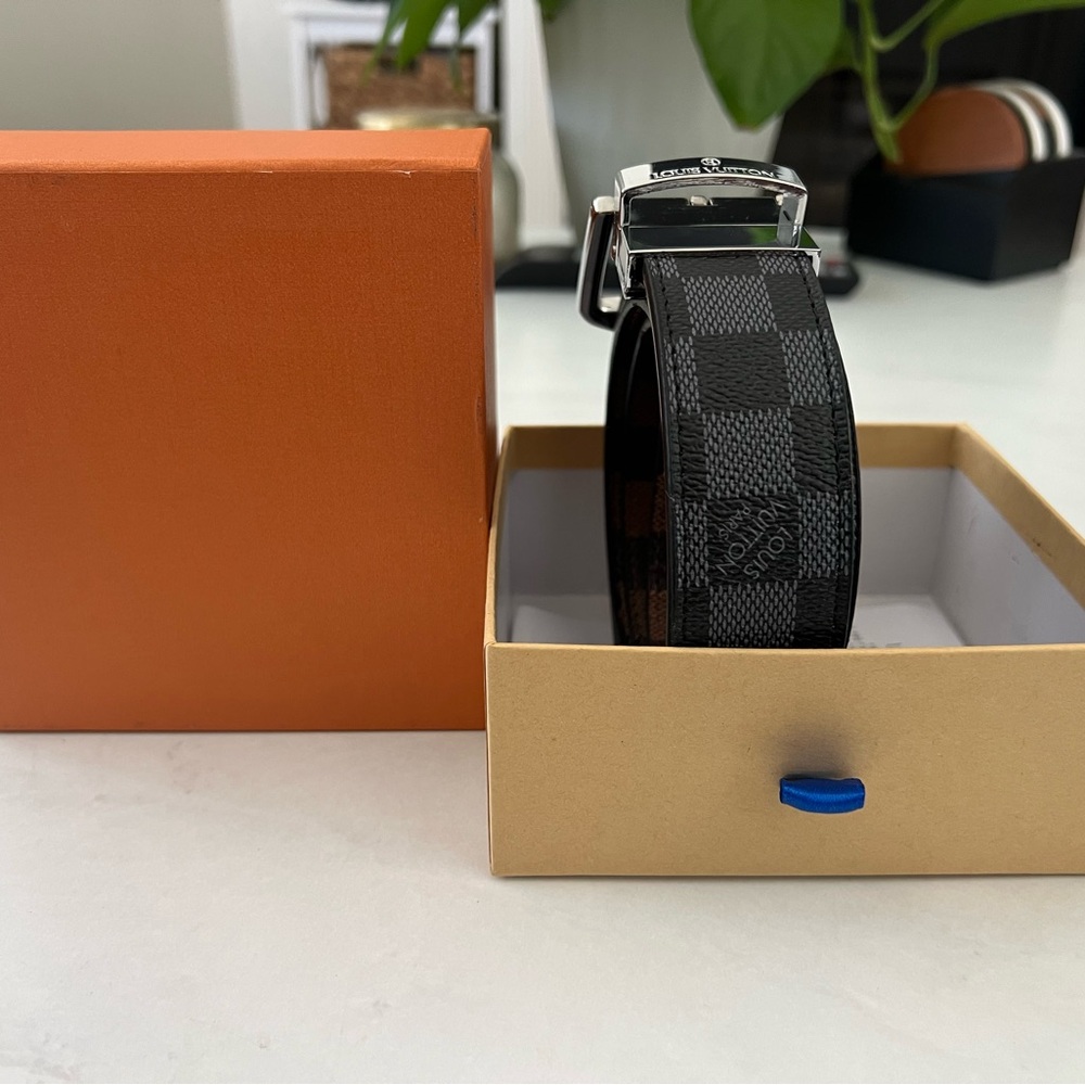 Checkered Black and Gray Belt Dupe